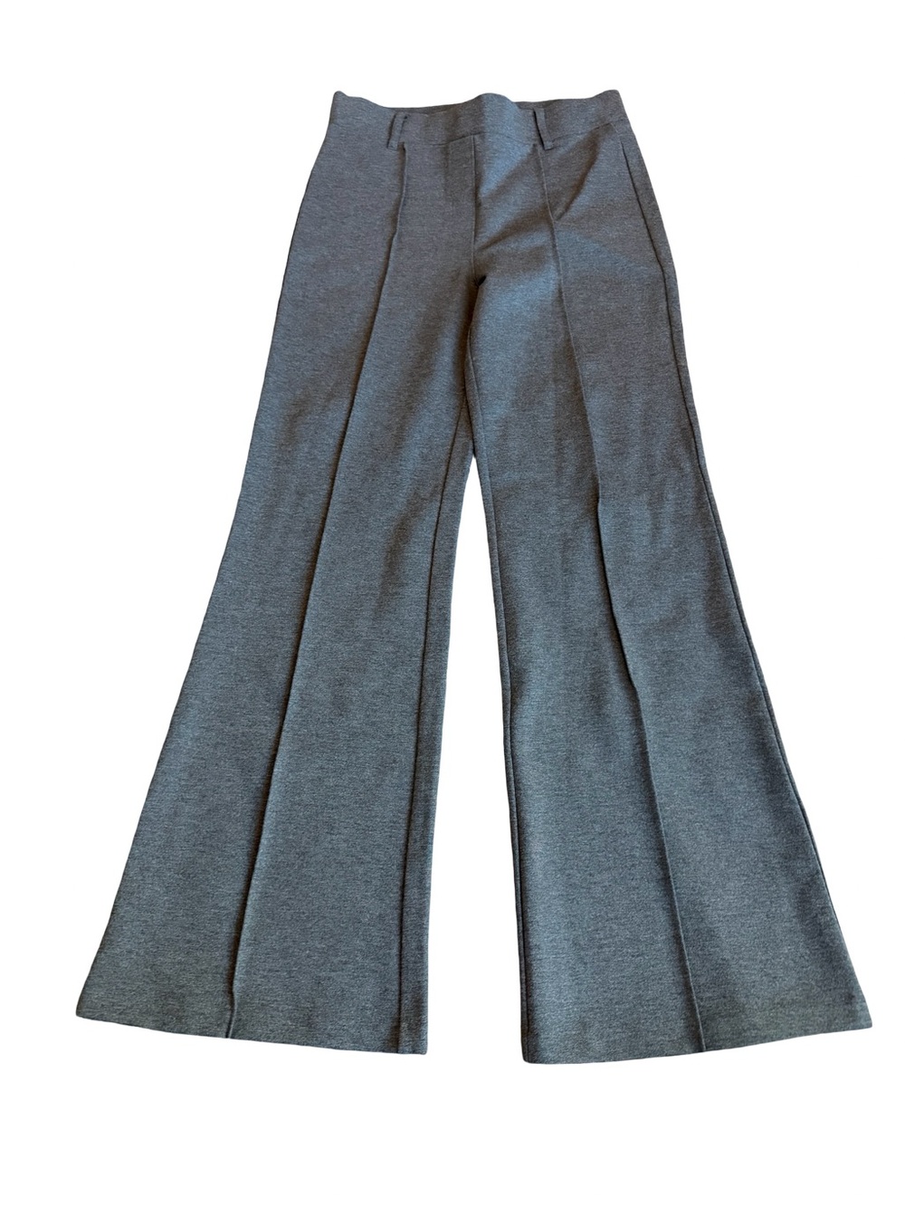 Quince Charcoal Ultra Stretch Ponte Flare Leg Trouser Pants Front Medium Women's